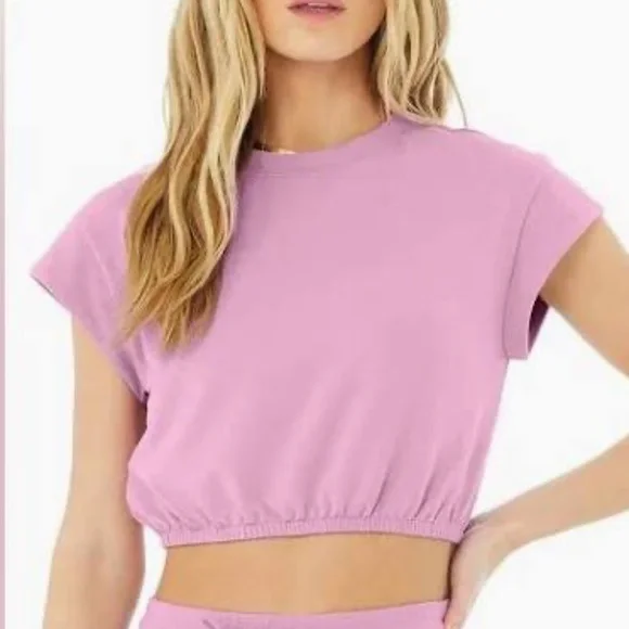 ALO YOGA Dreamy Crop Top Short Sleeve, Purple-ish/Pink 💜🩷 Size XS - Picture 1 of 8